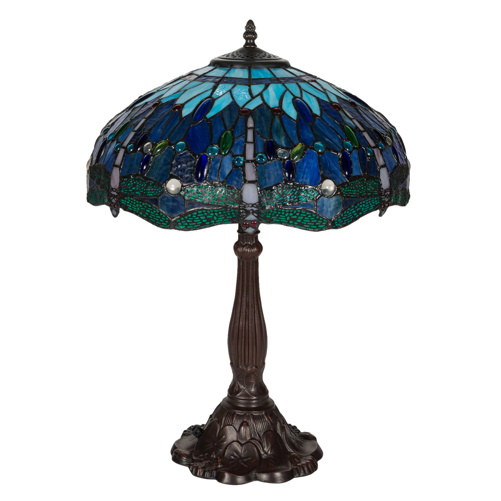 Tiffany tafellamp – Libellen & Cabochons – Ø 40 × H 57 cm (Art. 7040)