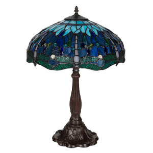 Tiffany tafellamp – Libellen & Cabochons – Ø 40 × H 57 cm (Art. 7040)