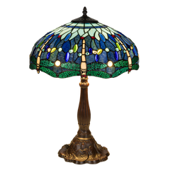 Tiffany tafellamp – Libellen & Cabochons – Ø 40 × H 57 cm (Art. 7040)