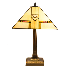 Tiffany tafellamp – Art Deco / Mission stijl – 35 × 35 × 53 cm (Art. 7041)