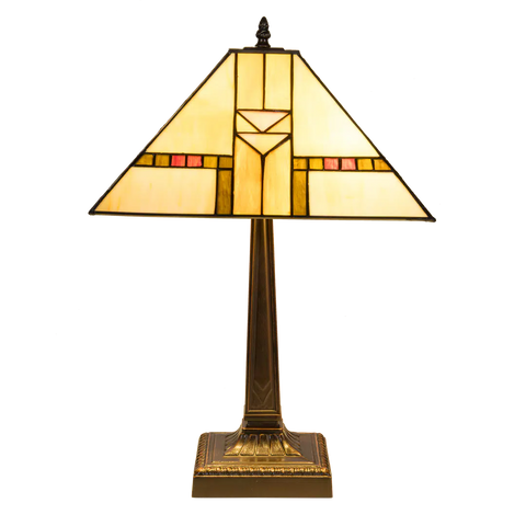 Tiffany tafellamp – Art Deco / Mission stijl – 35 × 35 × 53 cm (Art. 7041)