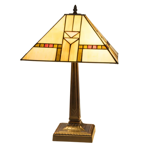Tiffany tafellamp – Art Deco / Mission stijl – 35 × 35 × 53 cm (Art. 7041)