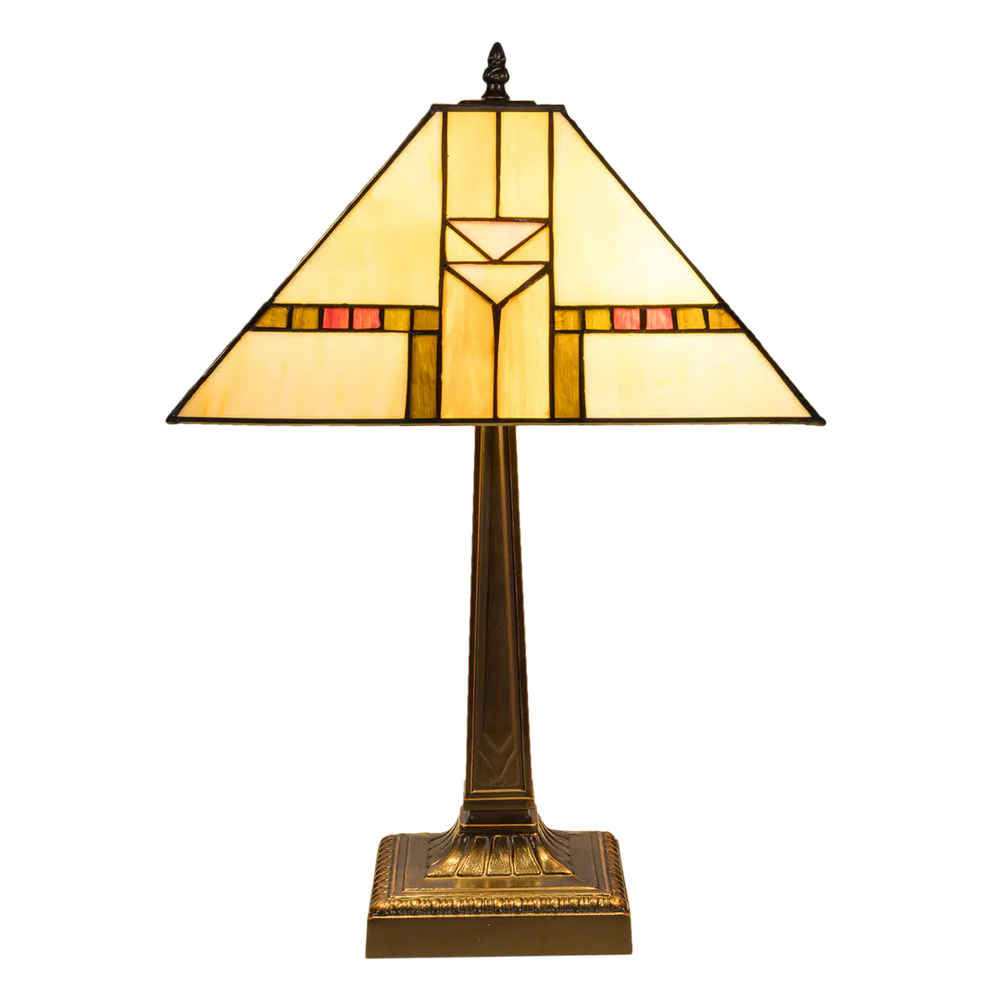 Tiffany tafellamp – Art Deco / Mission stijl – 35 × 35 × 53 cm (Art. 7041)