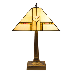 Tiffany tafellamp – Art Deco / Mission stijl – 35 × 35 × 53 cm (Art. 7041)