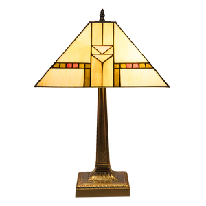 Tiffany tafellamp – Art Deco / Mission stijl – 35 × 35 × 53 cm (Art. 7041)