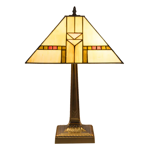 Tiffany tafellamp – Art Deco / Mission stijl – 35 × 35 × 53 cm (Art. 7041)