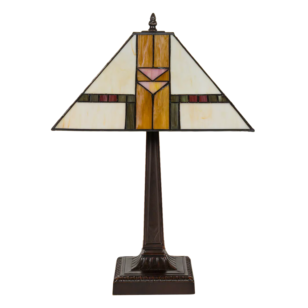 Tiffany tafellamp – Art Deco / Mission stijl – 35 × 35 × 53 cm (Art. 7041)