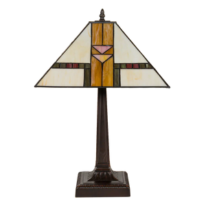 Tiffany tafellamp – Art Deco / Mission stijl – 35 × 35 × 53 cm (Art. 7041)