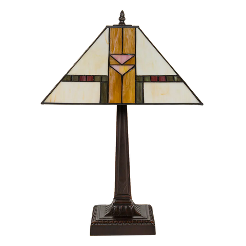 Tiffany tafellamp – Art Deco / Mission stijl – 35 × 35 × 53 cm (Art. 7041)