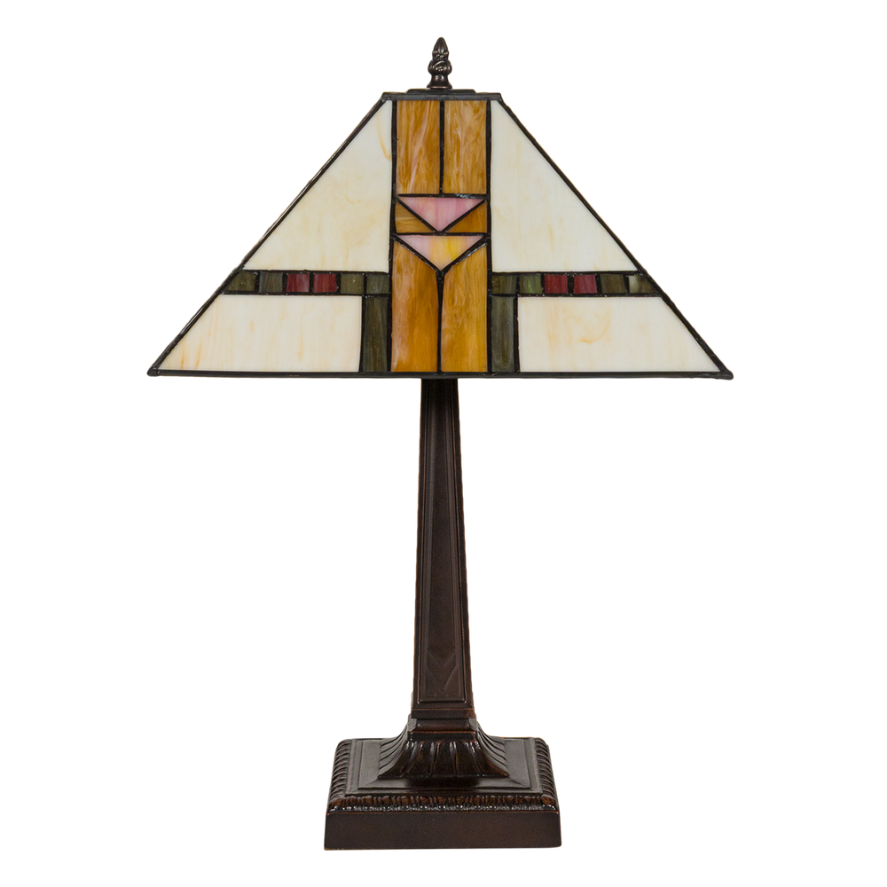 Tiffany tafellamp – Art Deco / Mission stijl – 35 × 35 × 53 cm (Art. 7041)