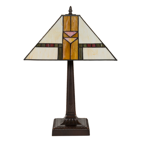 Tiffany tafellamp – Art Deco / Mission stijl – 35 × 35 × 53 cm (Art. 7041)
