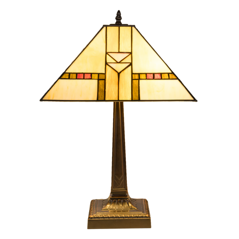 Tiffany tafellamp – Art Deco / Mission stijl – 35 × 35 × 53 cm (Art. 7041)