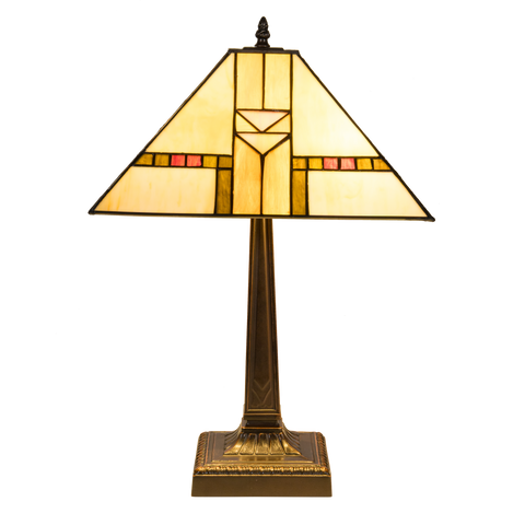 Tiffany tafellamp – Art Deco / Mission stijl – 35 × 35 × 53 cm (Art. 7041)