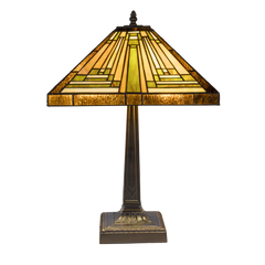 Tiffany tafellamp – Mission / Arts & Crafts – 35.5 × 35.5 × 53 cm (Art. 7042)