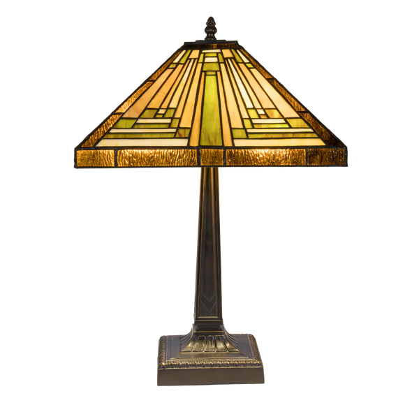 Tiffany tafellamp – Mission / Arts & Crafts – 35.5 × 35.5 × 53 cm (Art. 7042)