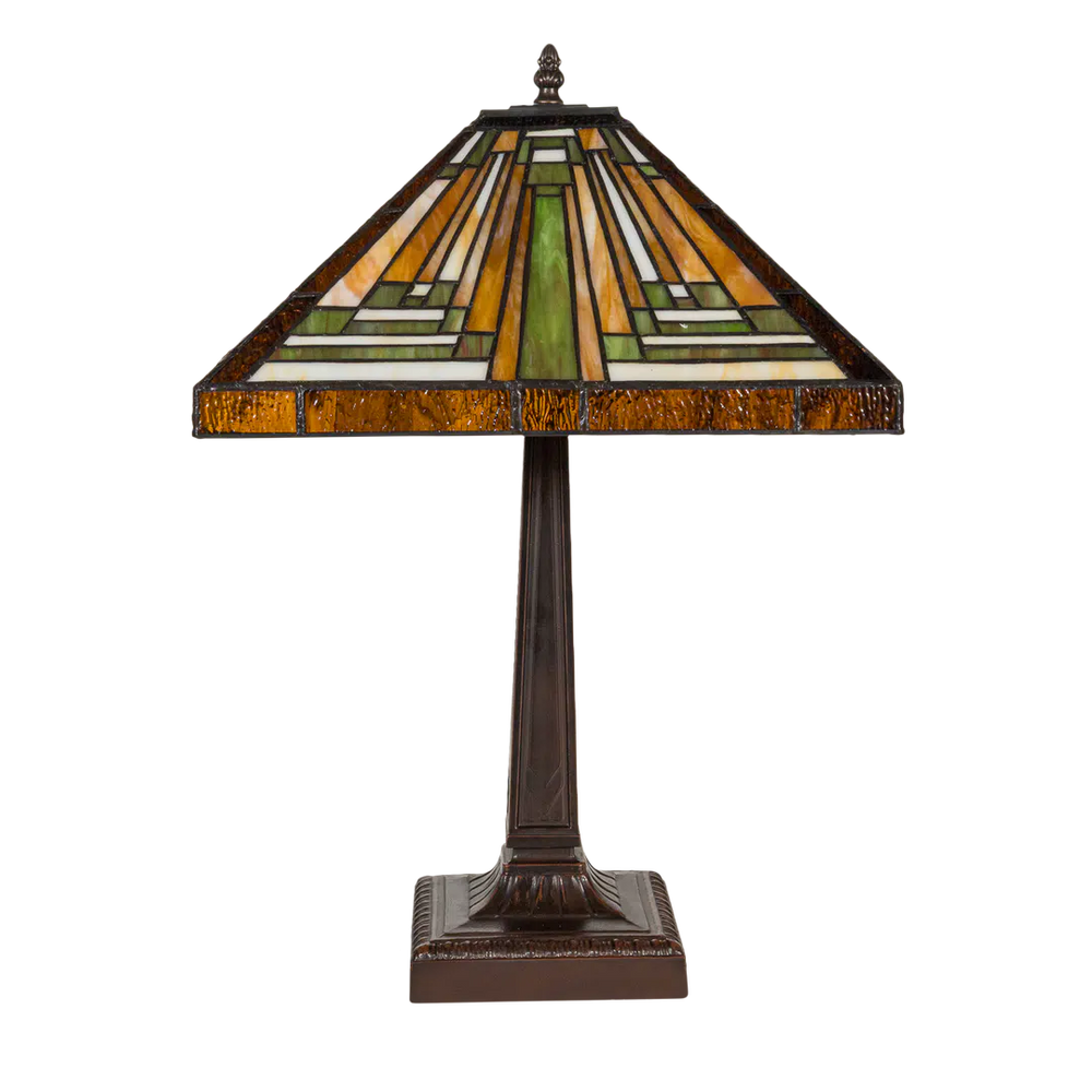 Tiffany tafellamp – Mission / Arts & Crafts – 35.5 × 35.5 × 53 cm (Art. 7042)