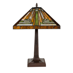 Tiffany tafellamp – Mission / Arts & Crafts – 35.5 × 35.5 × 53 cm (Art. 7042)