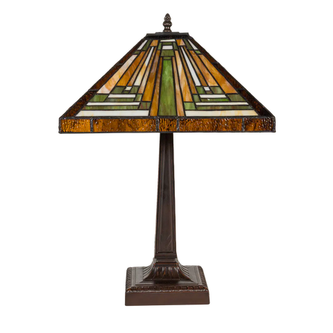 Tiffany tafellamp – Mission / Arts & Crafts – 35.5 × 35.5 × 53 cm (Art. 7042)
