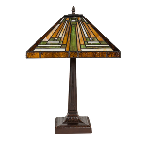 Tiffany tafellamp – Mission / Arts & Crafts – 35.5 × 35.5 × 53 cm (Art. 7042)