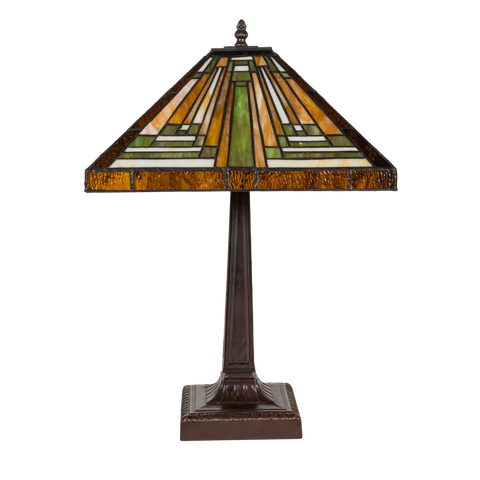 Tiffany tafellamp – Mission / Arts & Crafts – 35.5 × 35.5 × 53 cm (Art. 7042)