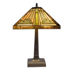 Tiffany tafellamp – Mission / Arts & Crafts – 35.5 × 35.5 × 53 cm (Art. 7042)
