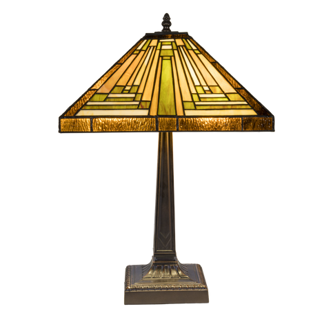 Tiffany tafellamp – Mission / Arts & Crafts – 35.5 × 35.5 × 53 cm (Art. 7042)
