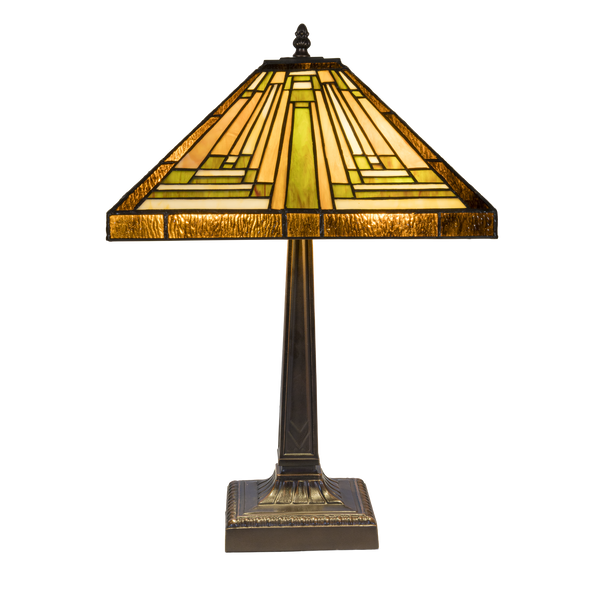 Tiffany tafellamp – Mission / Arts & Crafts – 35.5 × 35.5 × 53 cm (Art. 7042)