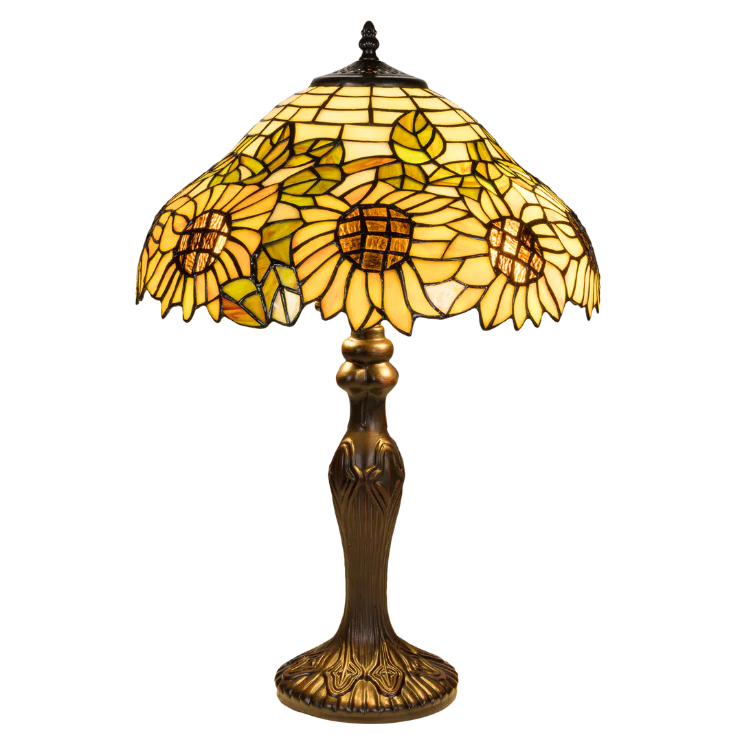 Tiffany tafellamp – Ø 40 × H 59 cm – Zonnebloemen (Art. 7043)