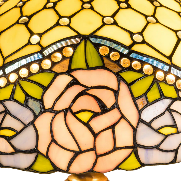Tiffany tafellamp – Ø 39.5 × H 57 cm – Rozenmotief (Art. 7044)