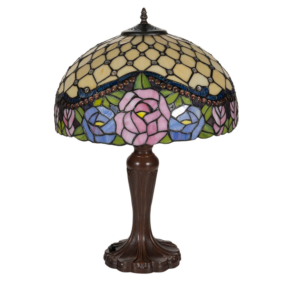 Tiffany tafellamp – Ø 39.5 × H 57 cm – Rozenmotief (Art. 7044)