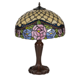 Tiffany tafellamp – Ø 39.5 × H 57 cm – Rozenmotief (Art. 7044)