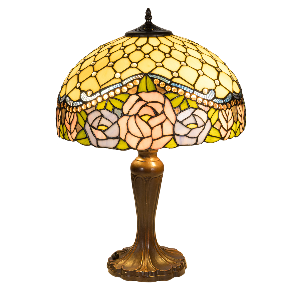 Tiffany tafellamp – Ø 39.5 × H 57 cm – Rozenmotief (Art. 7044)