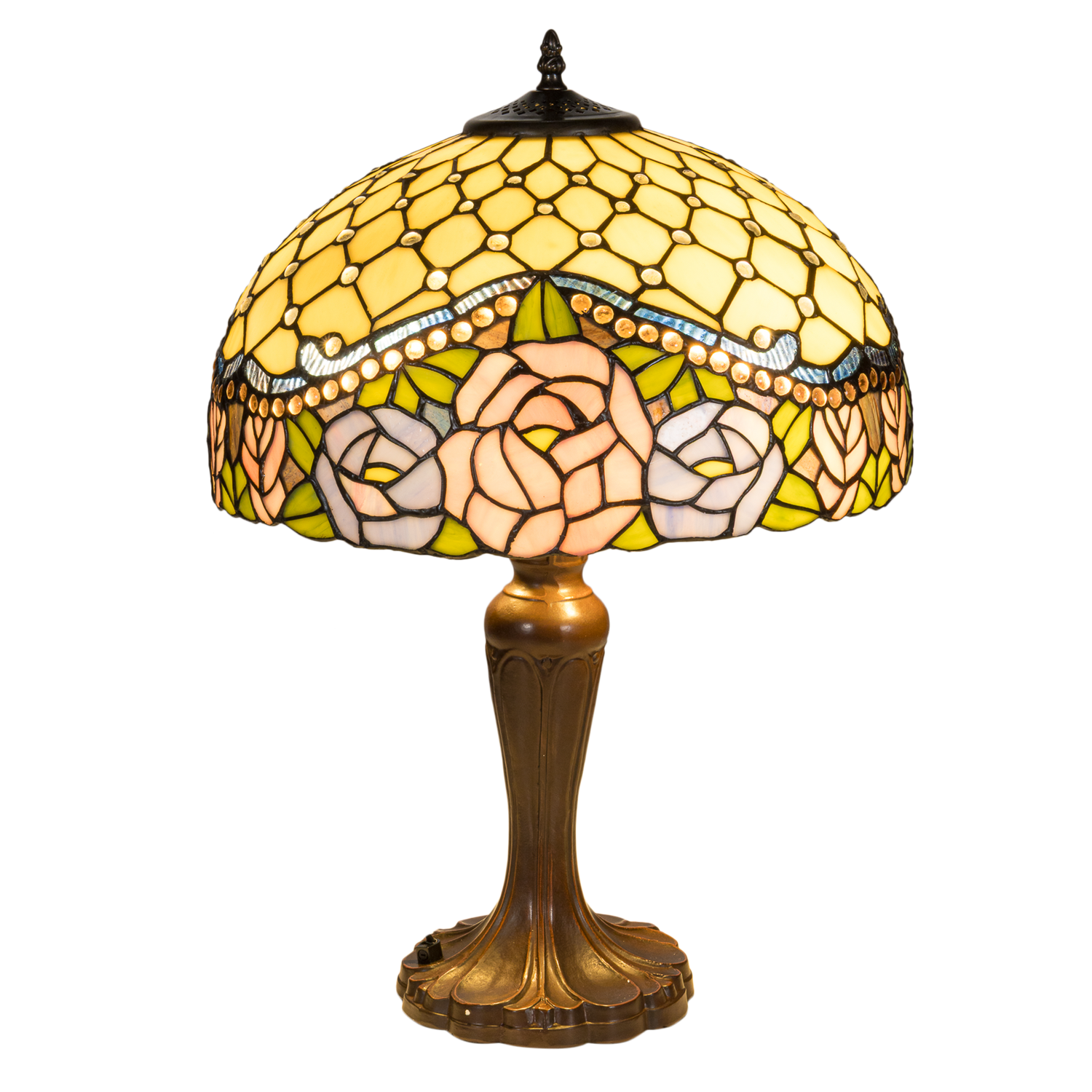 Tiffany tafellamp – Ø 39.5 × H 57 cm – Rozenmotief (Art. 7044)