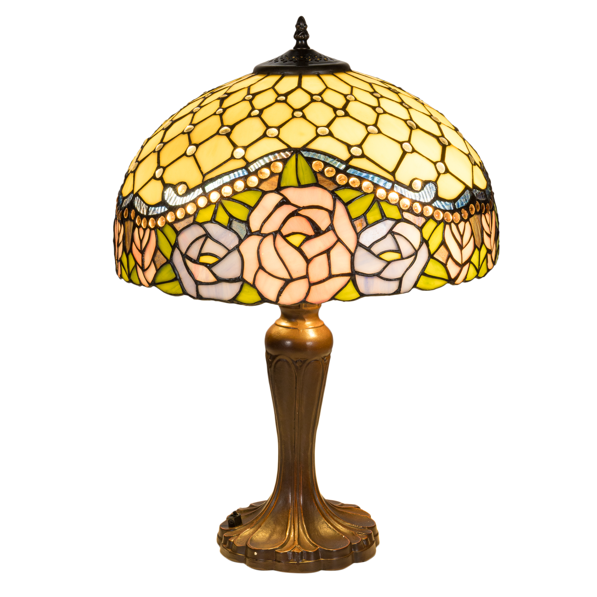 Tiffany tafellamp – Ø 39.5 × H 57 cm – Rozenmotief (Art. 7044)