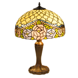 Tiffany tafellamp – Ø 39.5 × H 57 cm – Rozenmotief (Art. 7044)