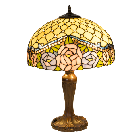 Tiffany tafellamp – Ø 39.5 × H 57 cm – Rozenmotief (Art. 7044)