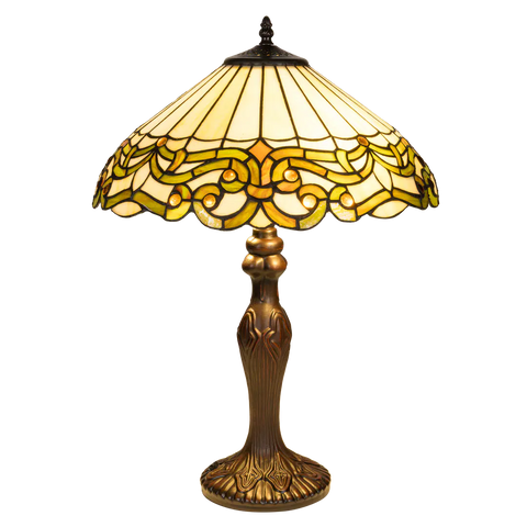 Tiffany tafellamp – Ø 40 × H 57 cm – Art Nouveau lijnvoering (Art. 7045)