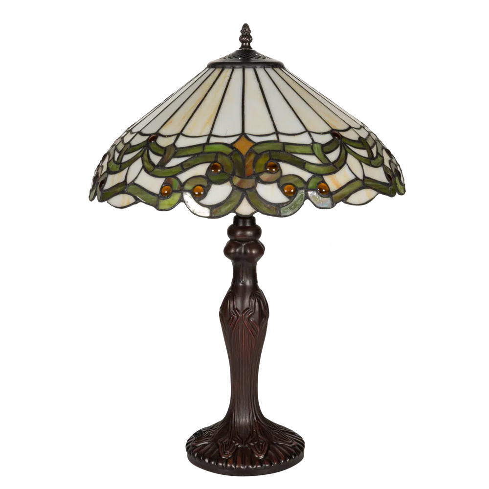 Tiffany tafellamp – Ø 40 × H 57 cm – Art Nouveau lijnvoering (Art. 7045)