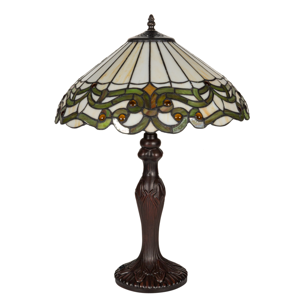 Tiffany tafellamp – Ø 40 × H 57 cm – Art Nouveau lijnvoering (Art. 7045)