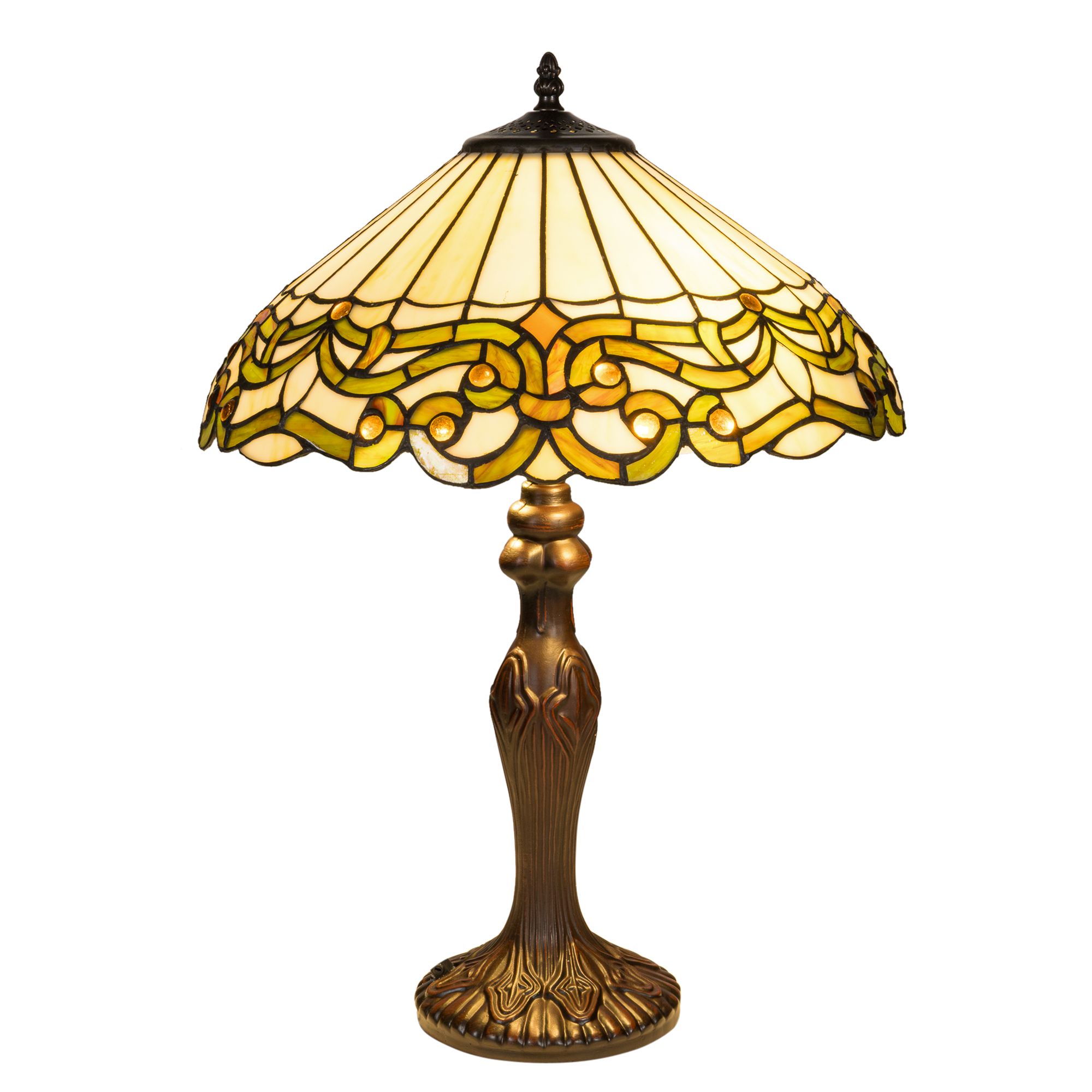 Tiffany tafellamp – Ø 40 × H 57 cm – Art Nouveau lijnvoering (Art. 7045)