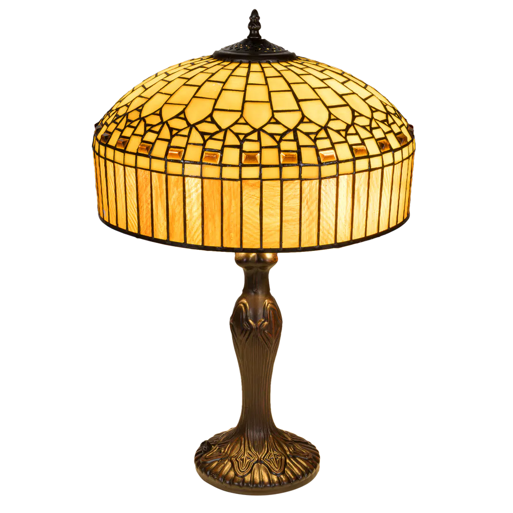 Tiffany tafellamp – Ø 38 × H 59 cm – Geometrisch patroon (Art. 7046)