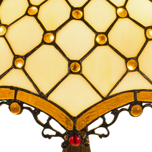 Tiffany tafellamp – Ø 41 × H 56 cm – Ruitpatroon & Cabochons (Art. 7047)
