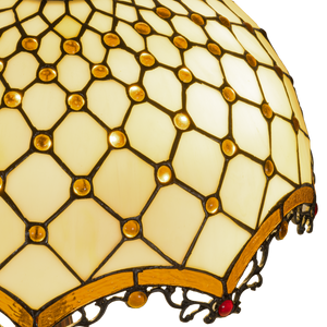 Tiffany tafellamp – Ø 41 × H 56 cm – Ruitpatroon & Cabochons (Art. 7047)