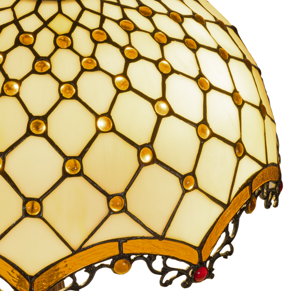 Tiffany tafellamp – Ø 41 × H 56 cm – Ruitpatroon & Cabochons (Art. 7047)