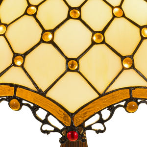 Tiffany tafellamp – Ø 41 × H 56 cm – Ruitpatroon & Cabochons (Art. 7047)