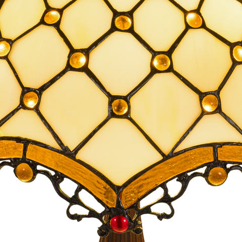 Tiffany tafellamp – Ø 41 × H 56 cm – Ruitpatroon & Cabochons (Art. 7047)