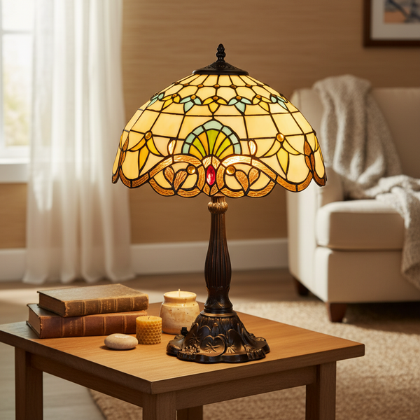 Tiffany tafellamp – Ø 40 × H 57 cm – Klassiek sierpatroon (Art. 7048)