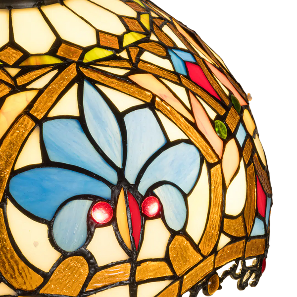 Tiffany tafellamp – Ø 39.5 × H 58 cm – Kleurrijk Krulmotief (Art. 7049)