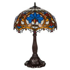 Tiffany tafellamp – Ø 39.5 × H 58 cm – Kleurrijk Krulmotief (Art. 7049)