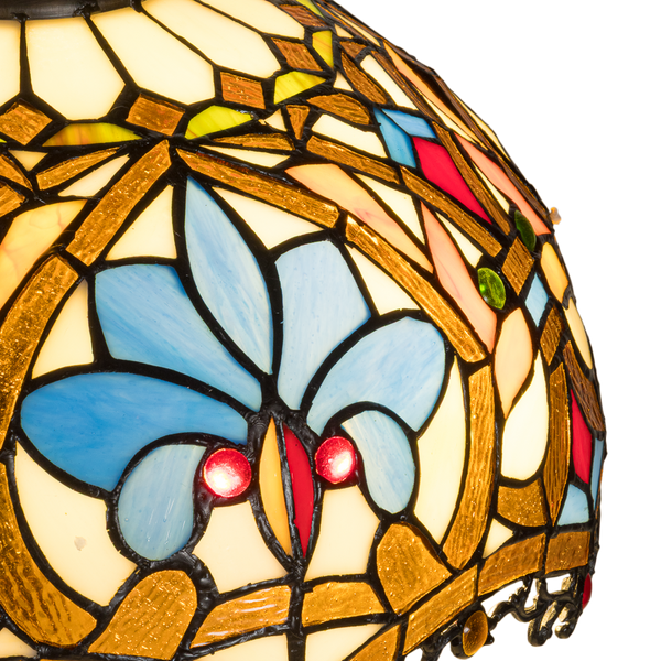 Tiffany tafellamp – Ø 39.5 × H 58 cm – Kleurrijk Krulmotief (Art. 7049)